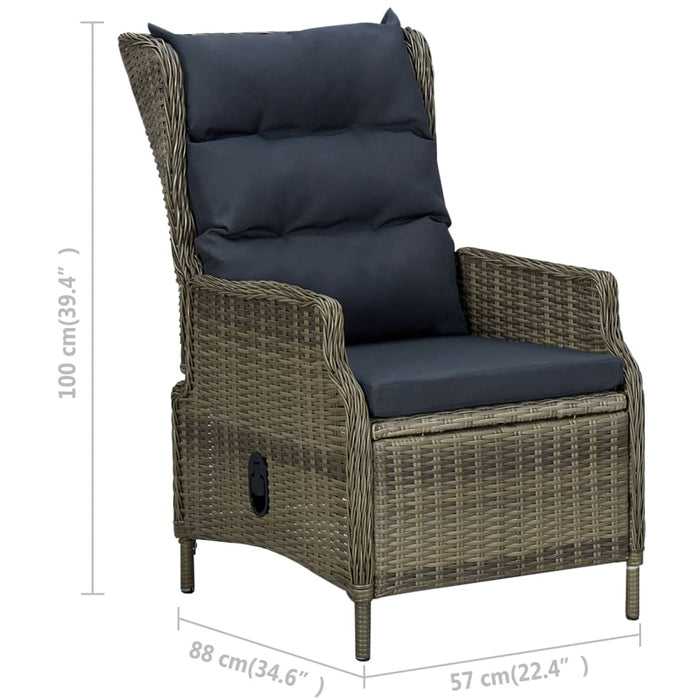 3-tlg. Garten-Lounge-Set mit Auflagen Poly Rattan Braun