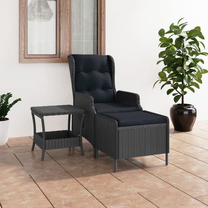 2-tlg. Garten-Lounge-Set mit Auflagen Poly Rattan Dunkelgrau