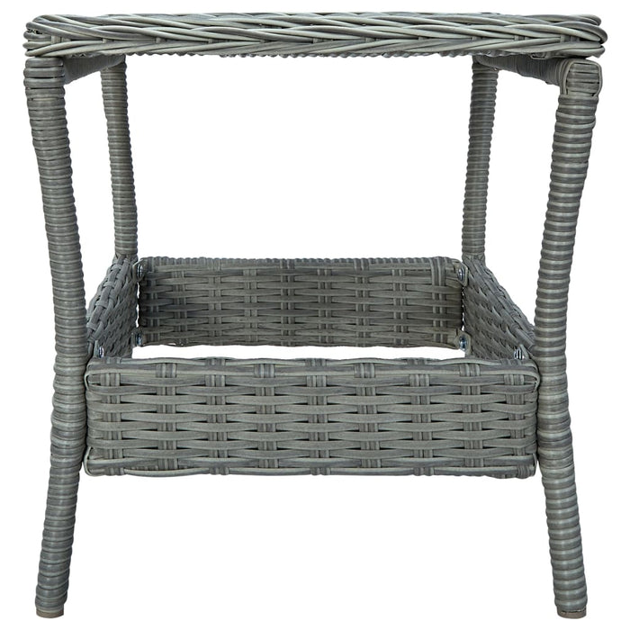 2-tlg. Garten-Lounge-Set mit Auflagen Poly Rattan Hellgrau