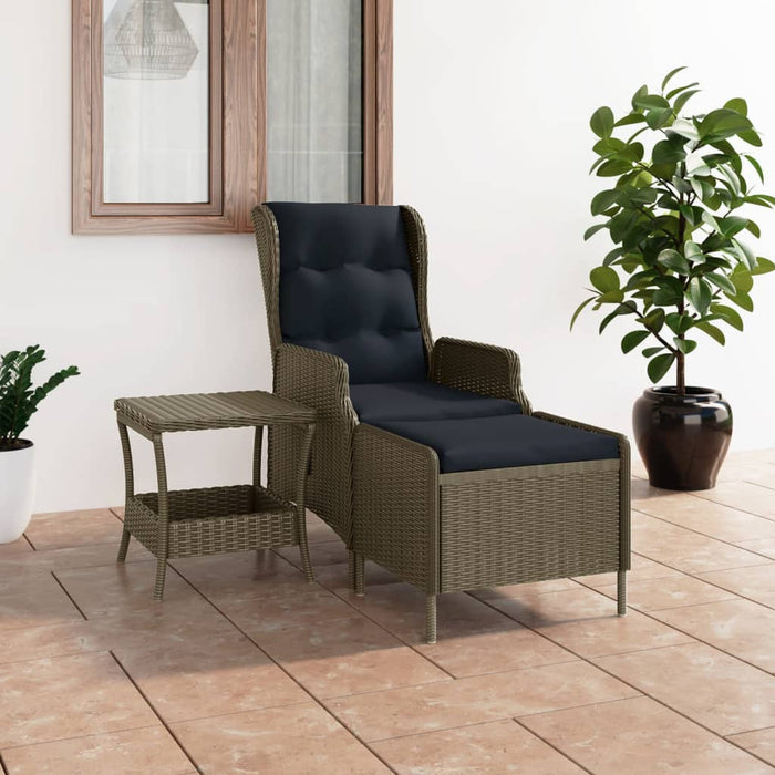 2-tlg. Garten-Lounge-Set mit Auflagen Poly Rattan Braun