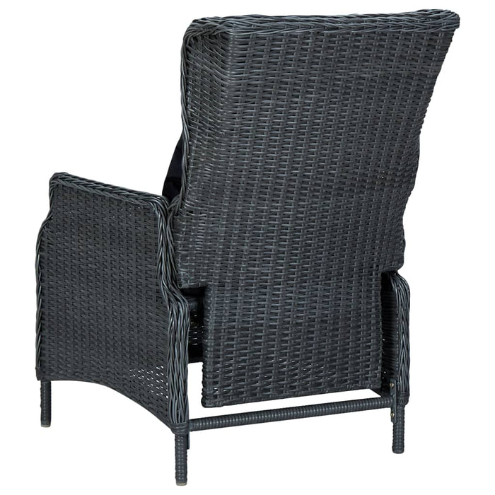 9 pcs. Garden dining group with cushions poly rattan dark gray