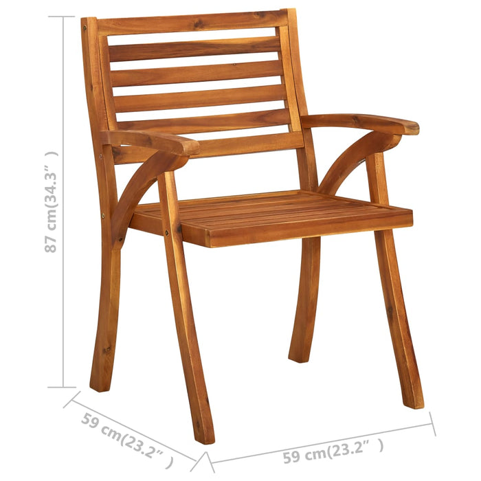 Garden dining chairs with cushions 2 pieces. Solid acacia wood