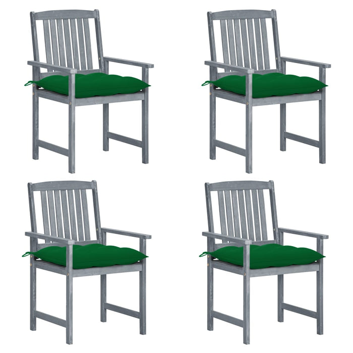 Gartenstühle mit Kissen 4 Stk. Grau Massivholz Akazie