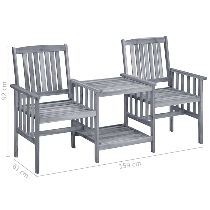 Garden chairs with tea table and cushions made of solid acacia wood