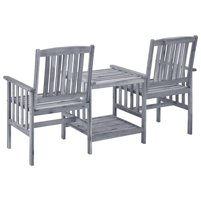 Garden chairs with tea table and cushions made of solid acacia wood