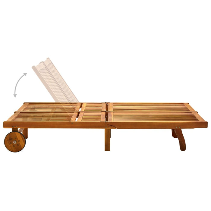 2-person sun lounger with solid acacia wood cushions