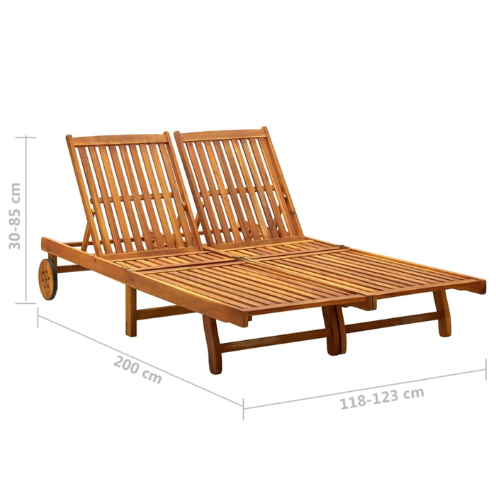 2-person sun lounger with solid acacia wood cushions