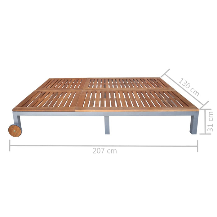 2-Personen-Sonnenliege mit Auflage Akazie Massivholz Stahl