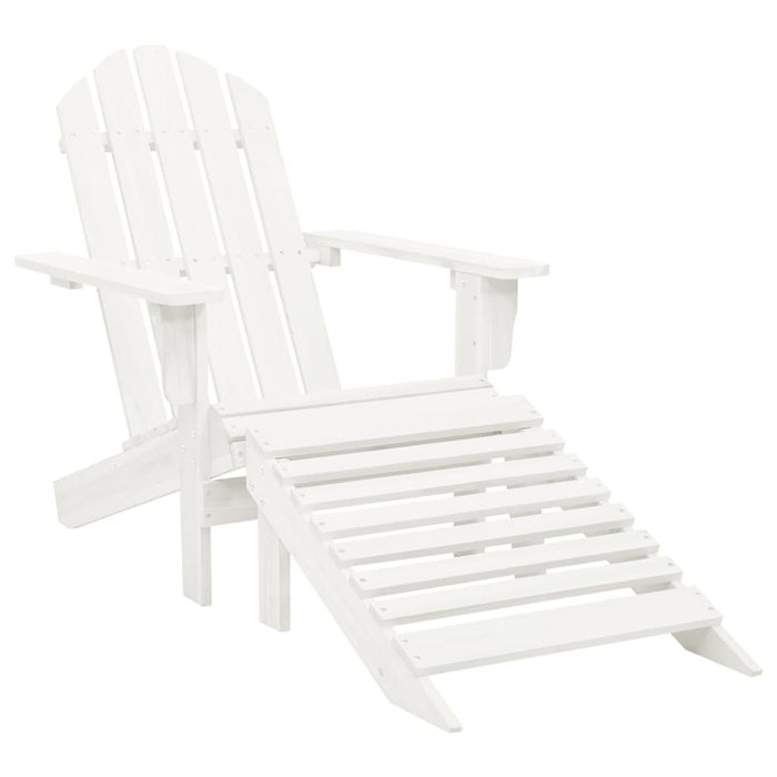 Adirondack-Gartenstuhl mit Fußstütze & Tisch Tannenholz Weiß