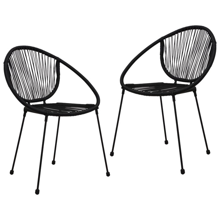 3-tlg. Garten-Essgruppe PVC Rattan Schwarz