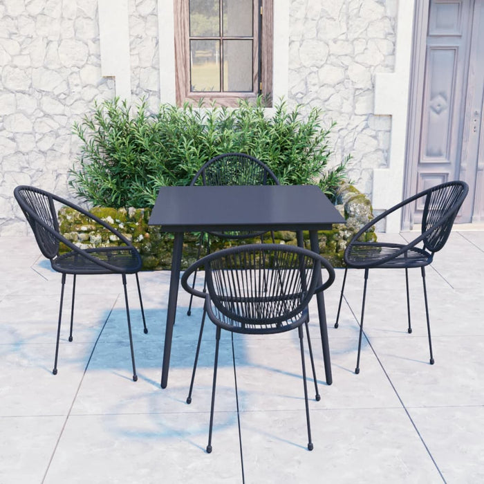 5-tlg. Garten-Essgruppe PVC Rattan Schwarz