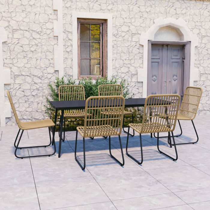 7-tlg. Garten-Essgruppe Poly Rattan und Glas