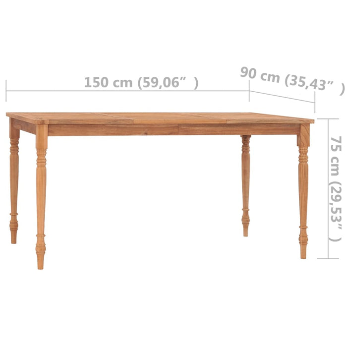 Batavia-Tisch 150x90x75 cm Teak Massivholz