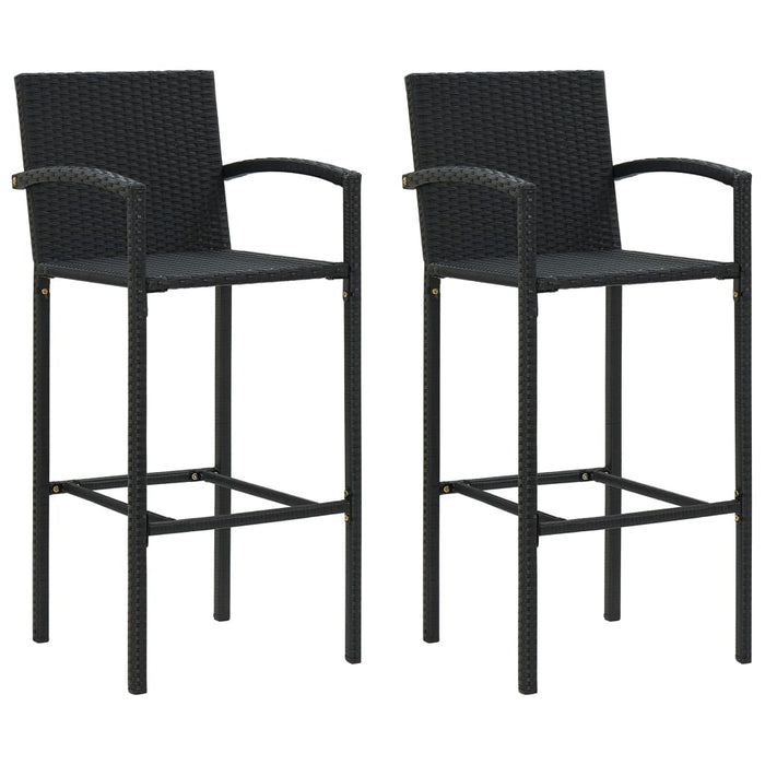3-tlg. Garten-Bar-Set mit Armlehnen Poly Rattan Schwarz