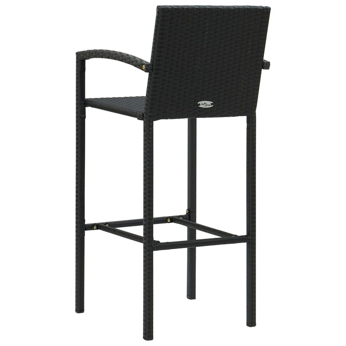 3-tlg. Garten-Bar-Set mit Armlehnen Poly Rattan Schwarz