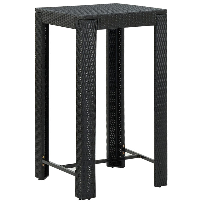 3-tlg. Garten-Bar-Set mit Armlehnen Poly Rattan Schwarz