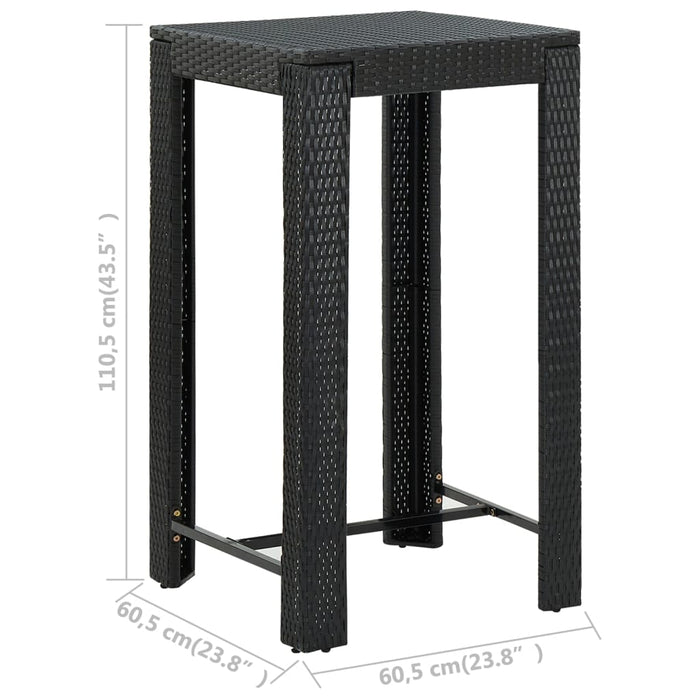 5-tlg. Garten-Bar-Set mit Armlehnen Poly Rattan Schwarz