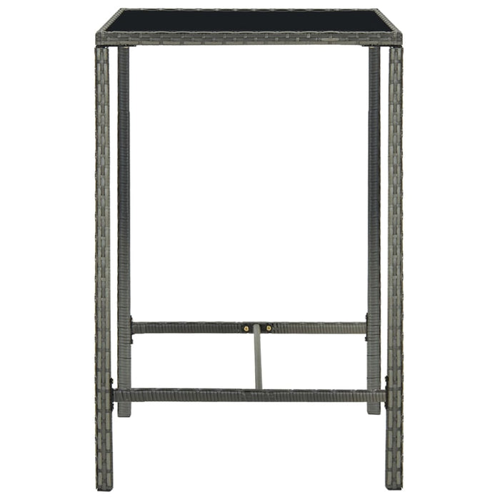 3-tlg. Gartenbar-Set mit Kissen Poly Rattan Grau