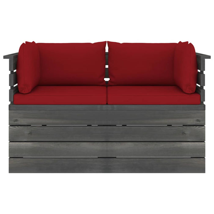 Garten-Palettensofa 2-Sitzer mit Kissen Kiefer Massivholz