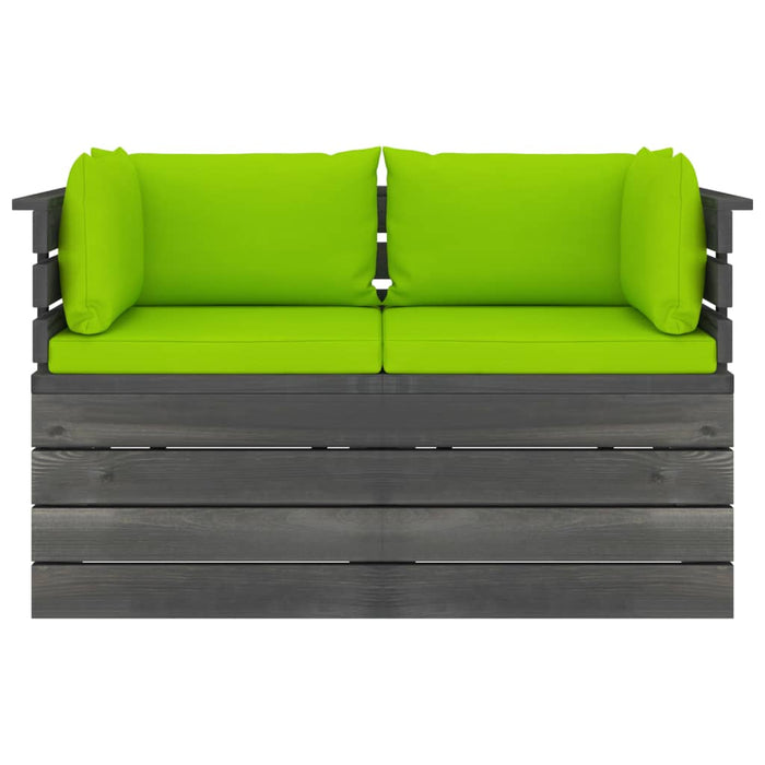 Garten-Palettensofa 2-Sitzer mit Kissen Kiefer Massivholz