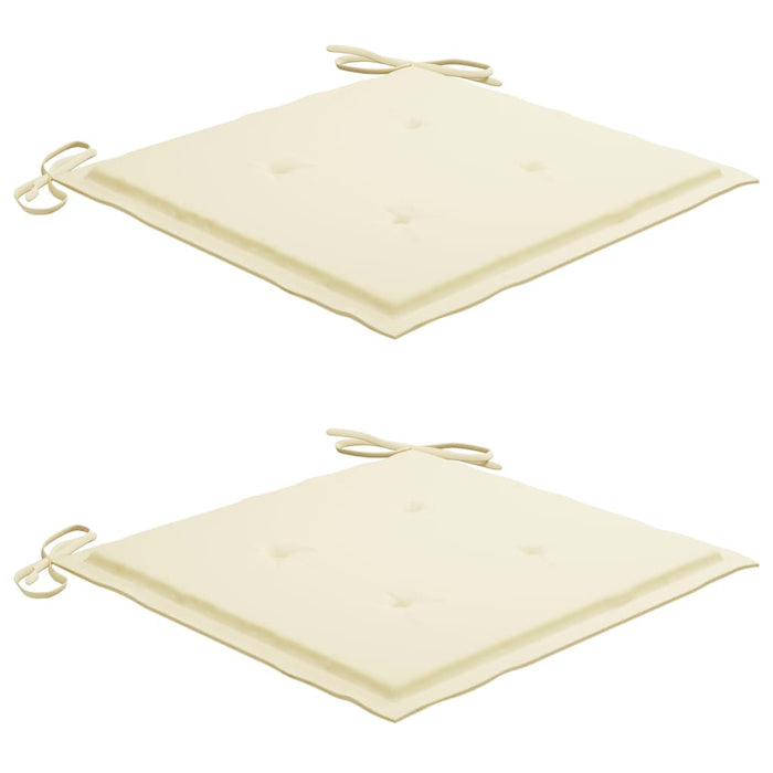 Batavia-Stühle 2 Stk. mit Creme Kissen Teak Massivholz