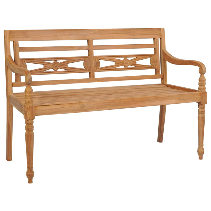 Batavia-Gartenbank mit Blattmuster Kissen 120cm Teak Massivholz