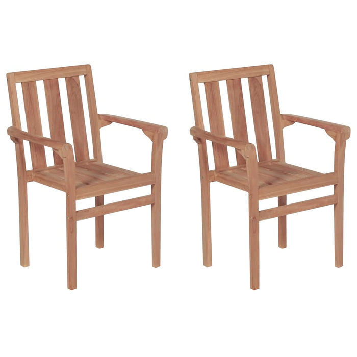 Gartenstühle 2 Stk. mit Beige Kissen Massivholz Teak