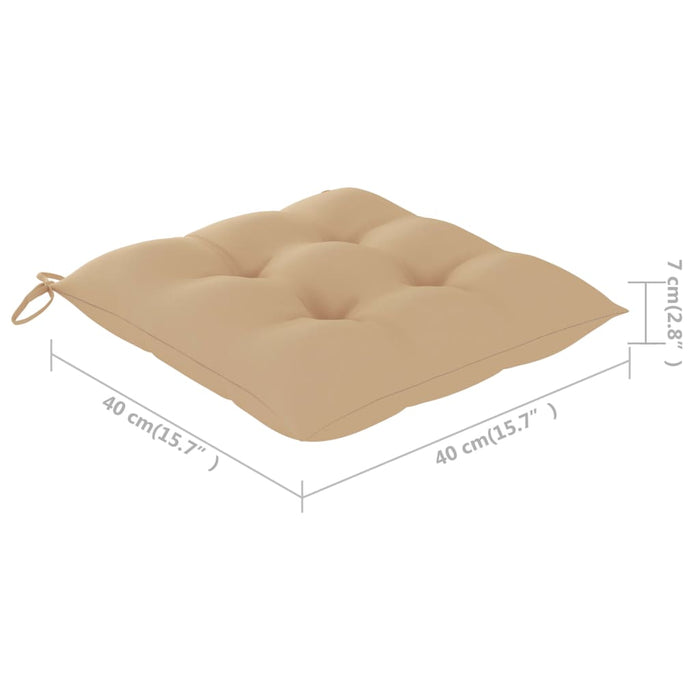 Gartenstühle 2 Stk. mit Beige Kissen Massivholz Teak