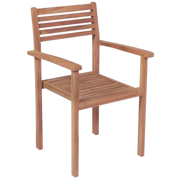 Gartenstühle 2 Stk. mit Blattmuster Kissen Massivholz Teak
