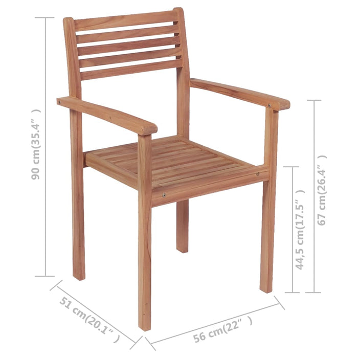 Gartenstühle 4 Stk. mit Cremeweißen Kissen Massivholz Teak