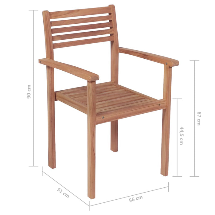 Gartenstühle 4 Stk. Rote Karomuster-Kissen Massivholz Teak