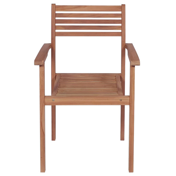 Gartenstühle 4 Stk. Rote Karomuster-Kissen Massivholz Teak