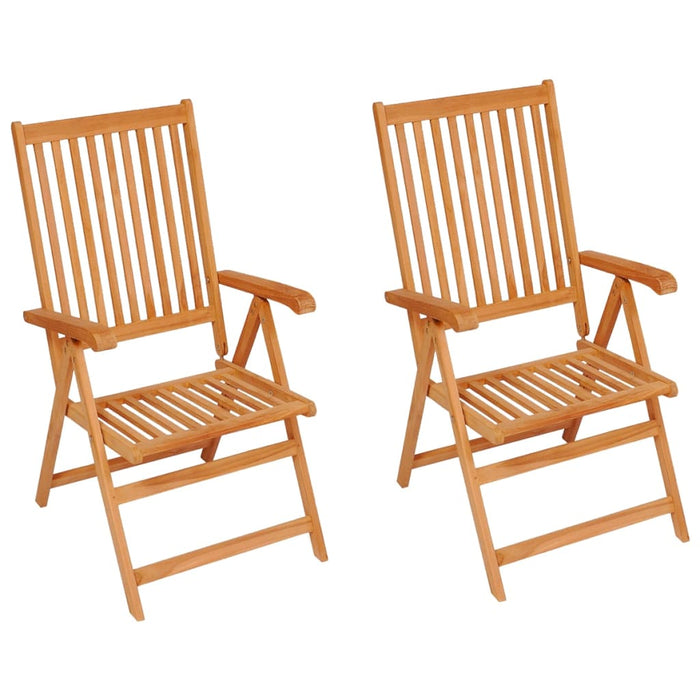 Gartenstühle 2 Stk. mit Blattmuster Kissen Massivholz Teak