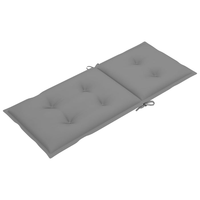 Gartenstühle 2 Stk. mit Grauen Auflagen Massivholz Teak