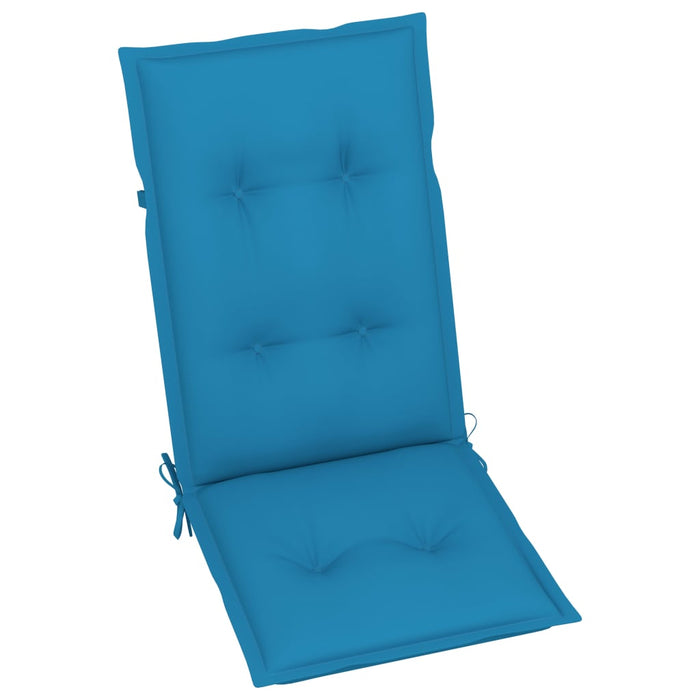 Gartenstühle 2 Stk. mit Blauen Auflagen Massivholz Teak