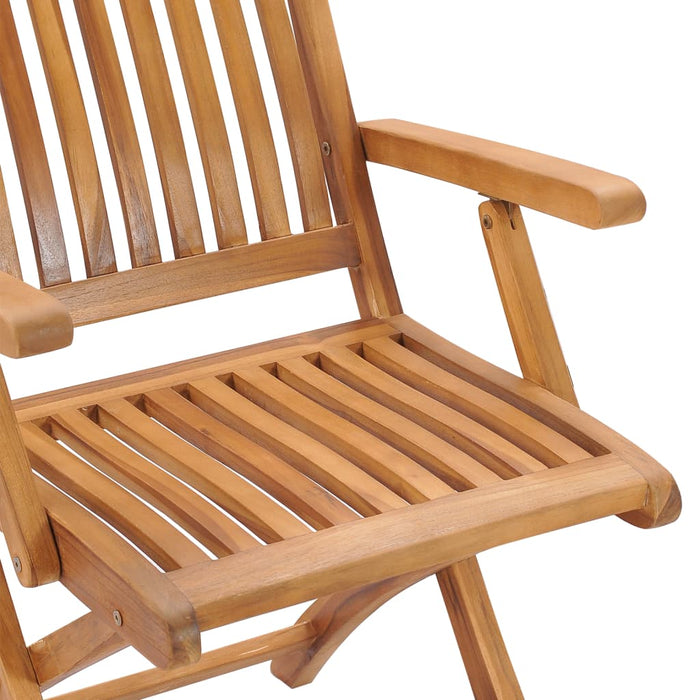 Gartenstühle 2 Stk. mit Grauen Kissen Teak Massivholz