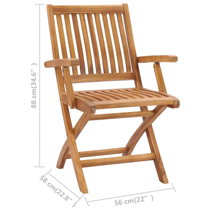 Gartenstühle 2 Stk. mit Cremeweißen Kissen Teak Massivholz