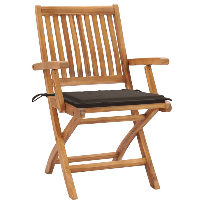 Gartenstühle 2 Stk. mit Taupe Kissen Teak Massivholz
