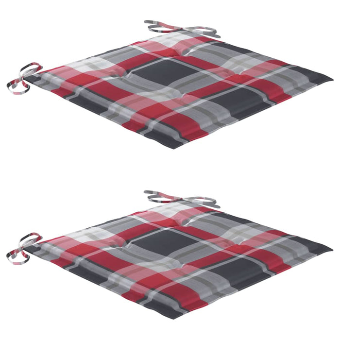 Gartenstühle Rote Karomuster-Kissen 2 Stk. Massivholz Teak