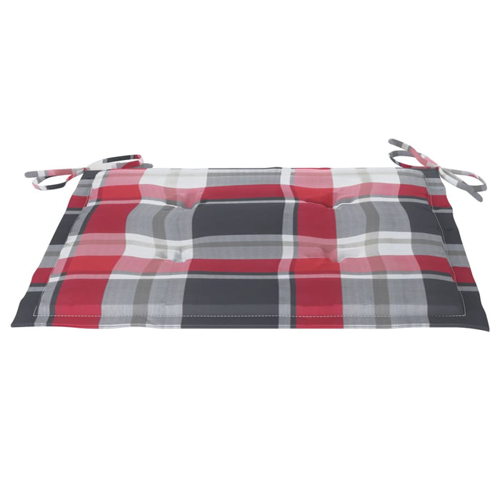 Gartenstühle Rote Karomuster-Kissen 2 Stk. Massivholz Teak