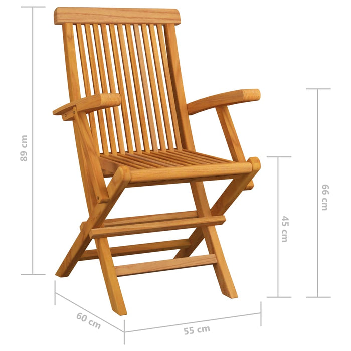 Gartenstühle mit Blattmuster-Kissen 2 Stk. Massivholz Teak