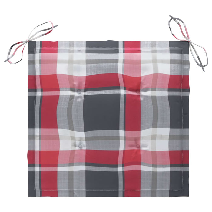 Gartenstühle Rote Karomuster-Kissen 2 Stk. Massivholz Teak