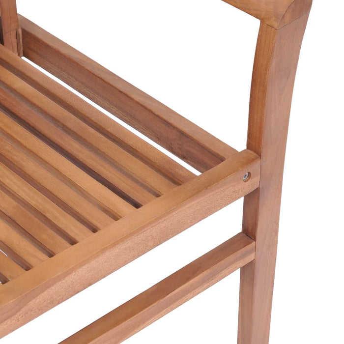 Essstühle 2 Stk. Rote Karomuster-Kissen Massivholz Teak