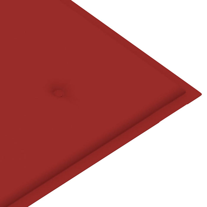 Gartenbank mit Roter Auflage 112 cm Massivholz Teak