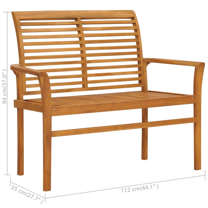 Garden bench with red cushion 112 cm solid teak wood