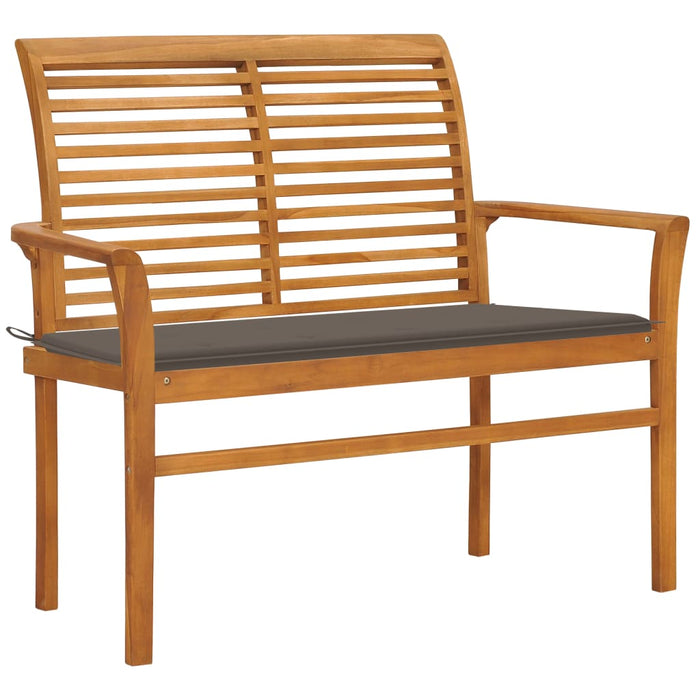 Garden bench with taupe cushion 112 cm solid teak wood