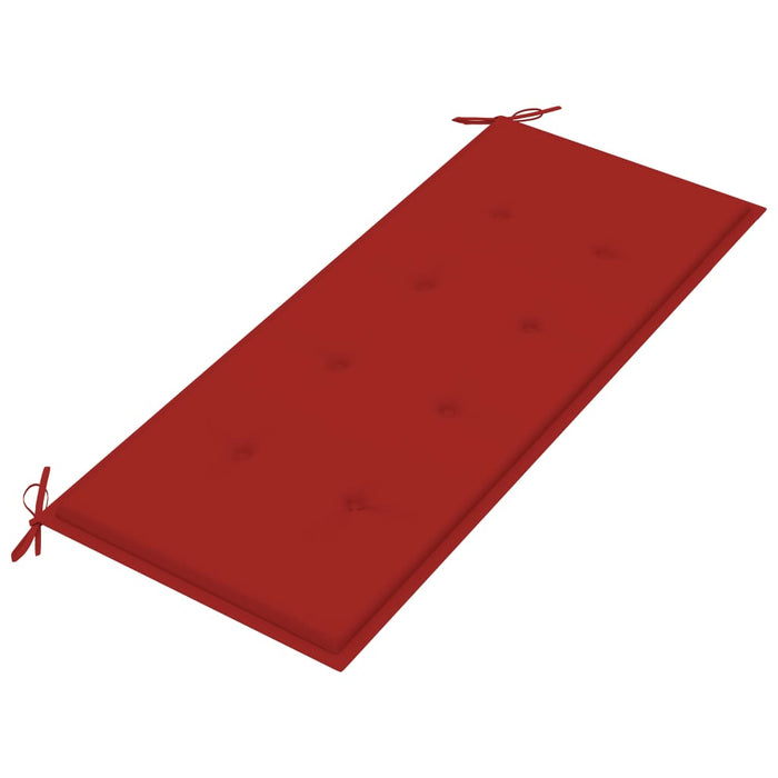 Gartenbank mit Roter Auflage 120 cm Massivholz Teak
