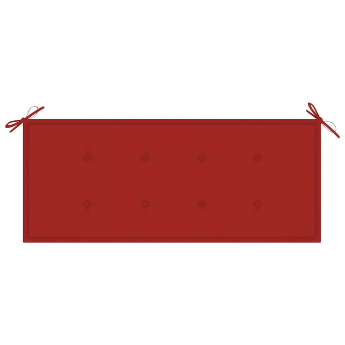 Gartenbank mit Roter Auflage 120 cm Massivholz Teak