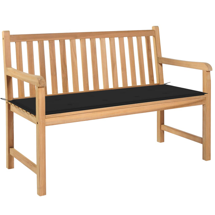 Gartenbank mit Schwarzer Auflage 120 cm Massivholz Teak