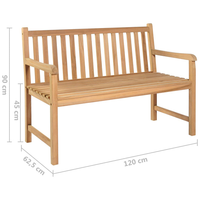 Gartenbank mit Königsblauer Auflage 120 cm Massivholz Teak
